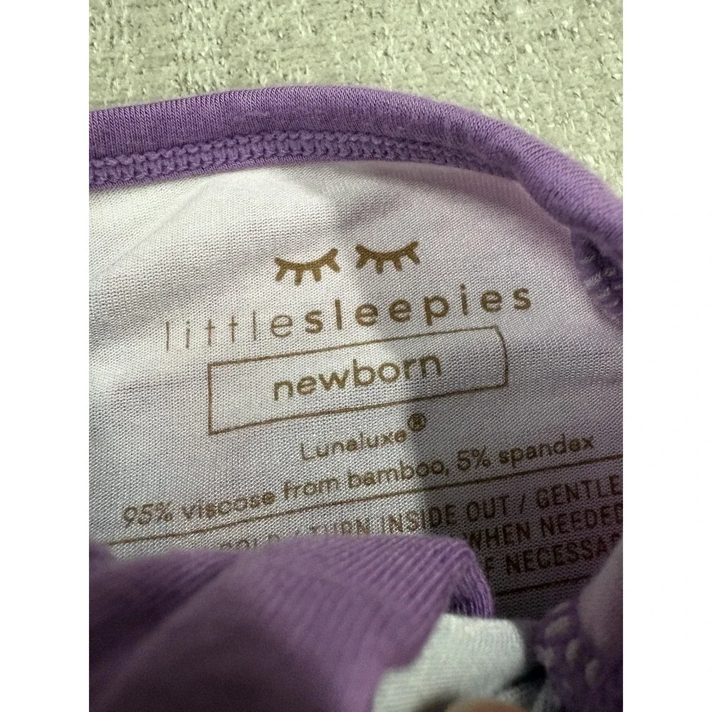 NEW NWOT Little Sleepies Purple Watercolor Zippy Bamboo Pajama Size Newborn NB